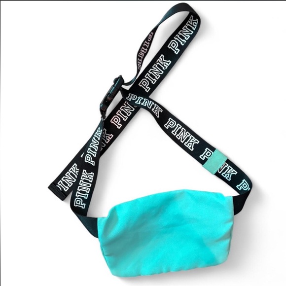 Y2K 2000s Victoria’s Secret Pink Fanny Pack Turquoise Belt Bag Beach Festival - Picture 2 of 2